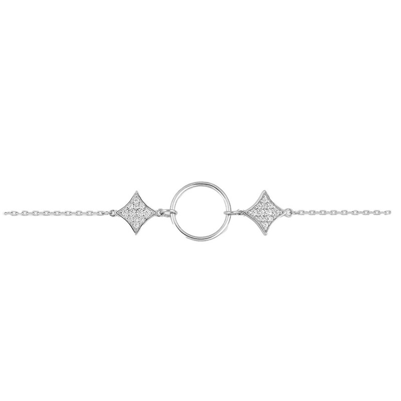 Bracelet Femme - Oxyde de zirconium - Argent 925 - Longueur : 18 cm