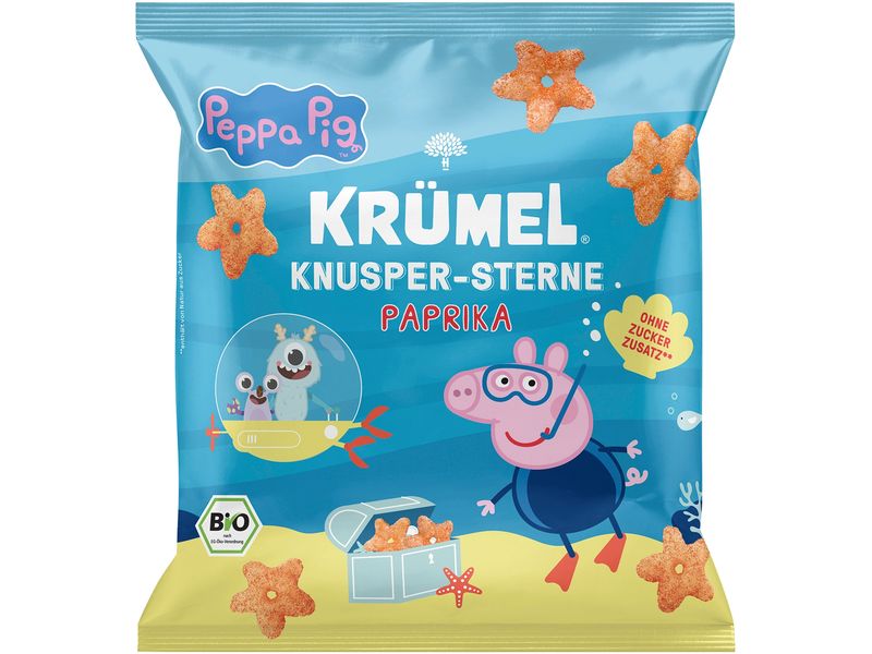 KRÜMEL Knabberspass Knusper-Sterne Paprika Peppa Pig 20 g Leckere Knusper-Sterne für Kinder