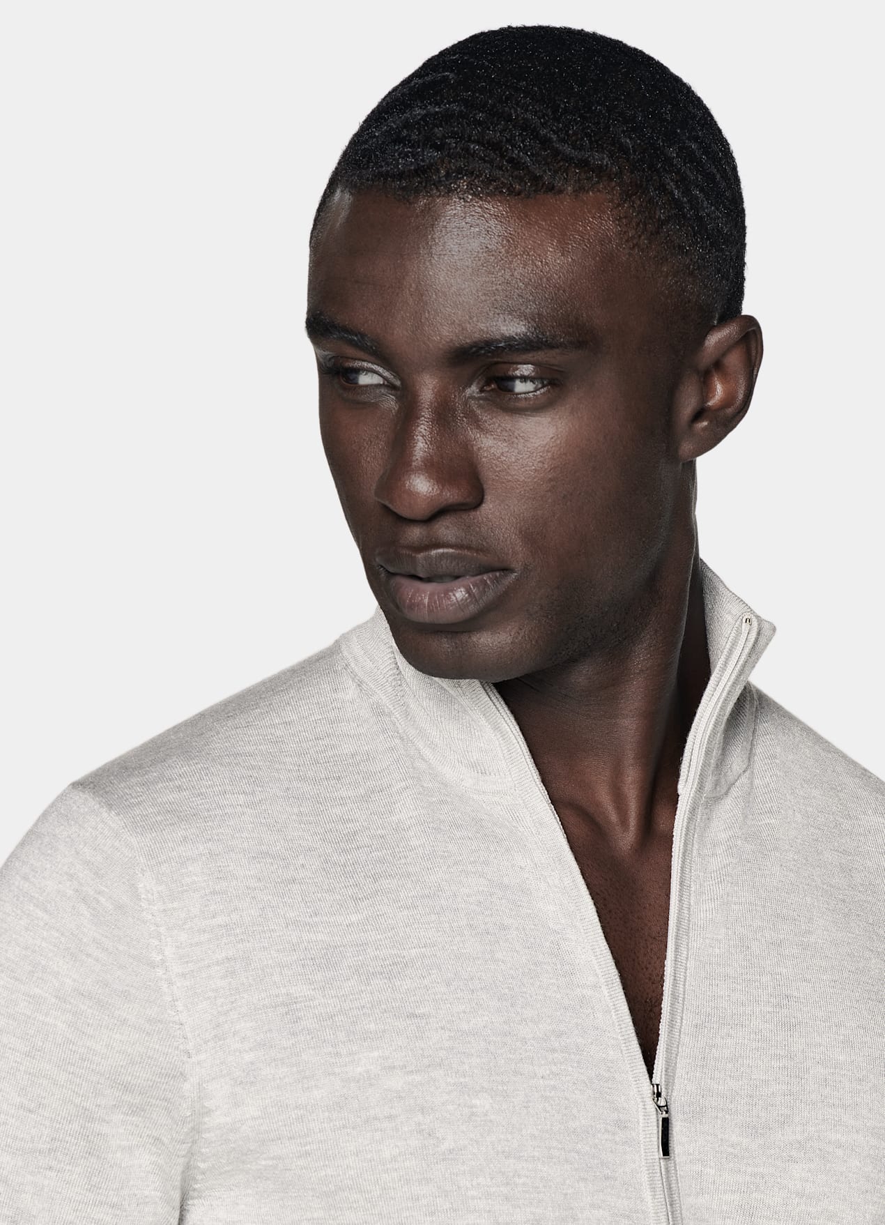 Cardigan zippé gris clair