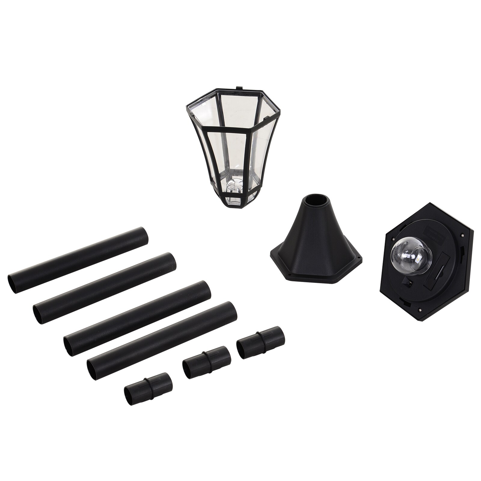 Outsunny Solar Gartenlaterne im 2er-Set schwarz 18,5 x 129 cm (ØxH)