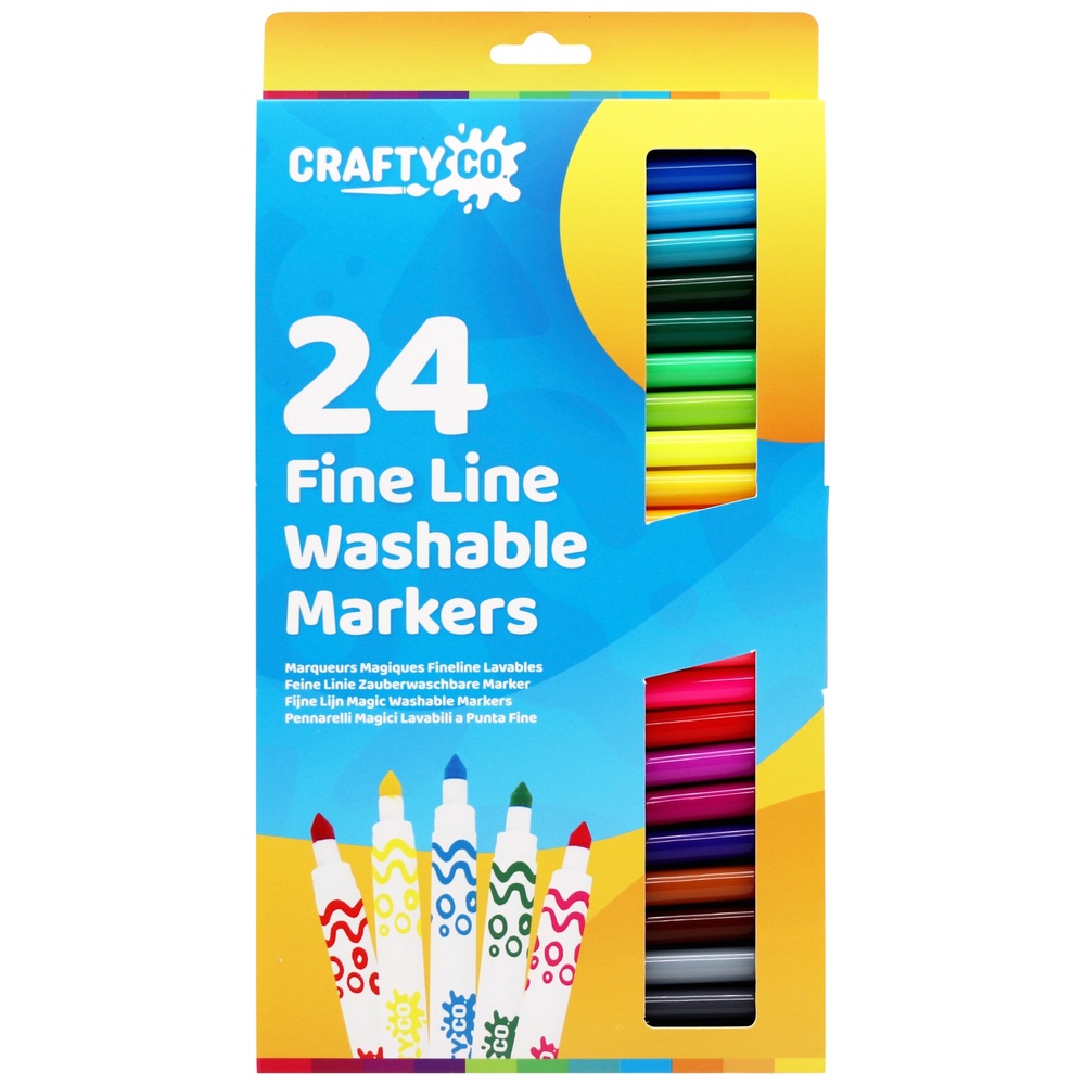 Crafty Co. Feine, abwaschbare Filzstifte, 24er-Packung