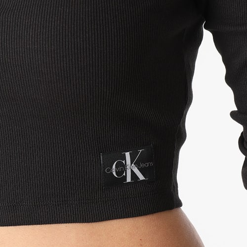 Tee Shirt Manches Longues Crop Femme 2025 Noir