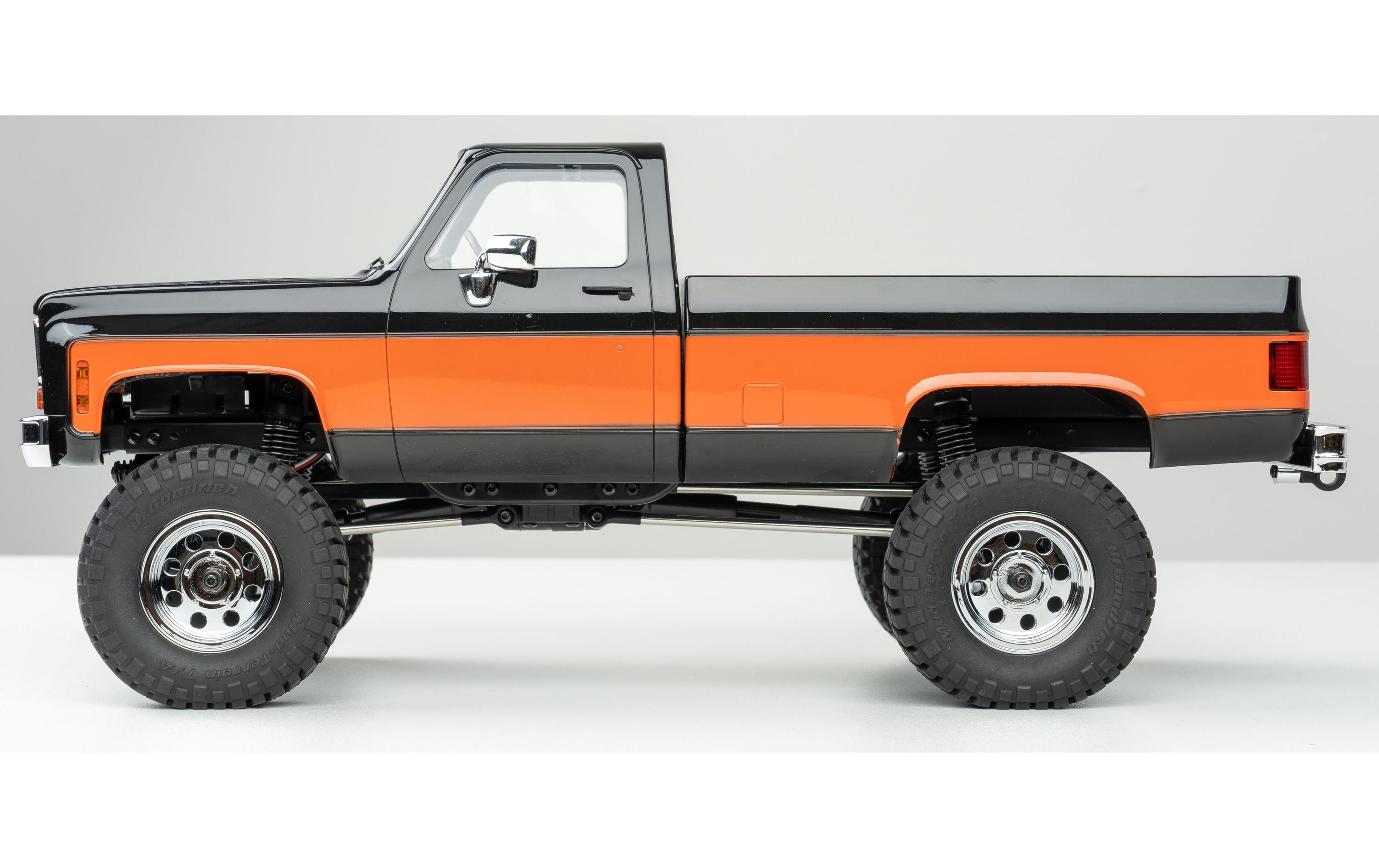 Scale Crawler FCX18 Chevrolet K10 Schwarz, RTR, 1:18<br>Mini Rock Crawler mit detaillierter Chevy K10 Pick-Up Karosserie und 2-Gang Getriebe