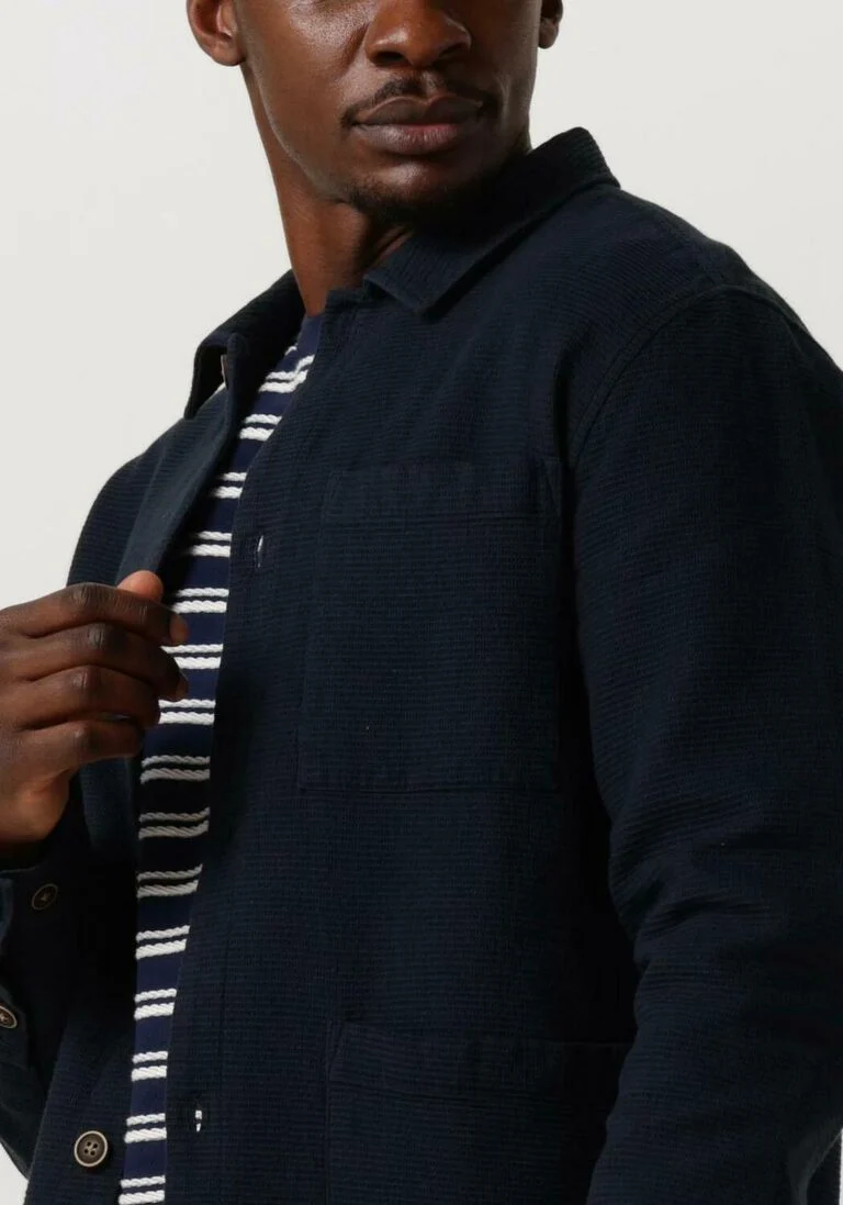 ANERKJENDT donkerblauwe anerkjendt overshirt akoscar structure overshirt