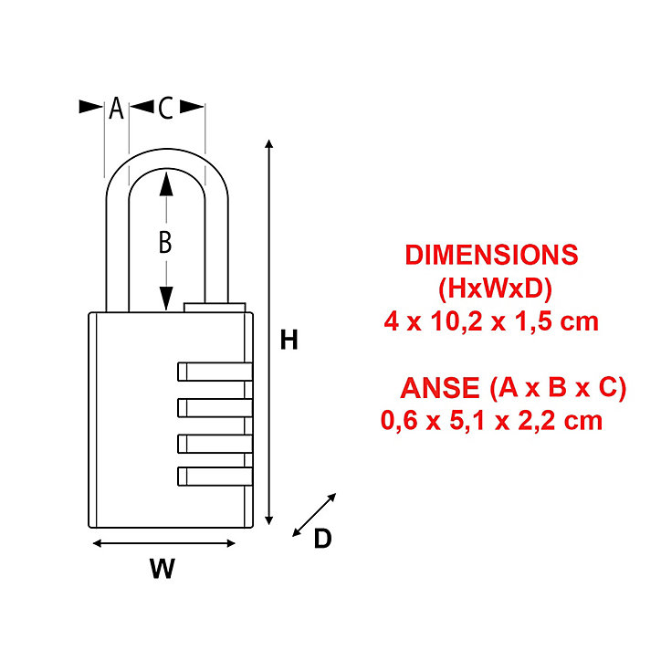 Cadenas combinaison en aluminium 40 mm Masterlock