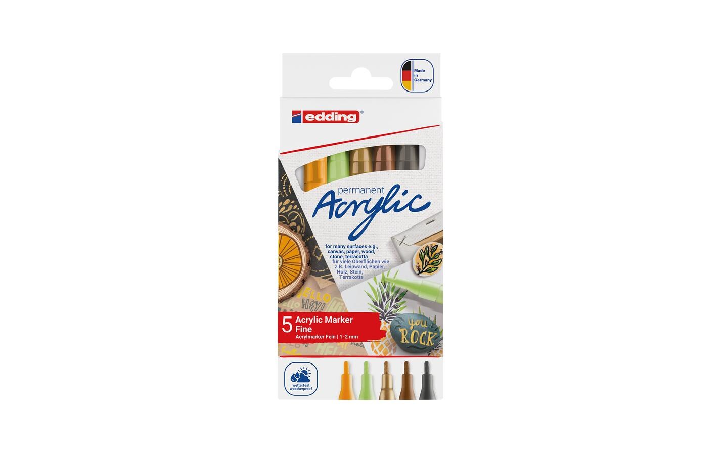 Set mit Acrylmalstiften, Feine SpitzeFür diverse Oberflächen einschliesslich Stein und Holz