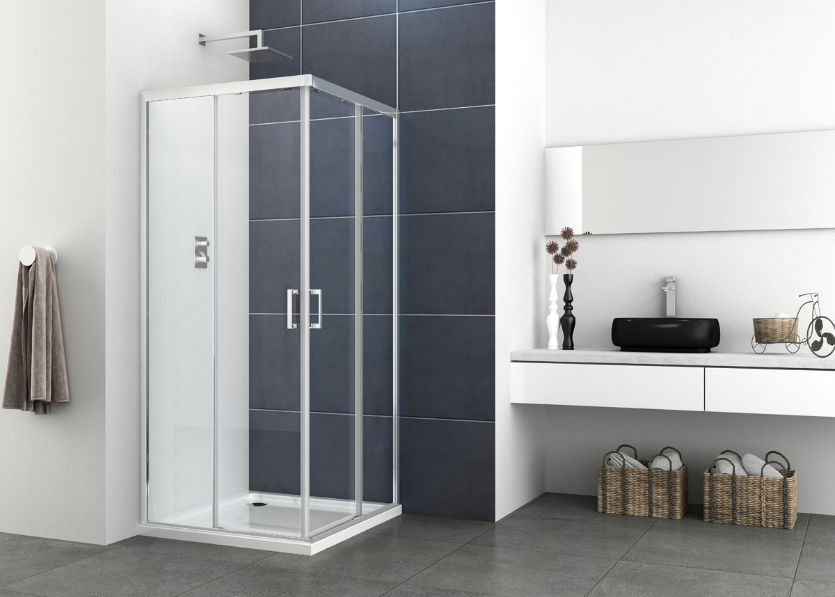 Badstuber Elite douchecabine 90x90 met schuifdeur chroom