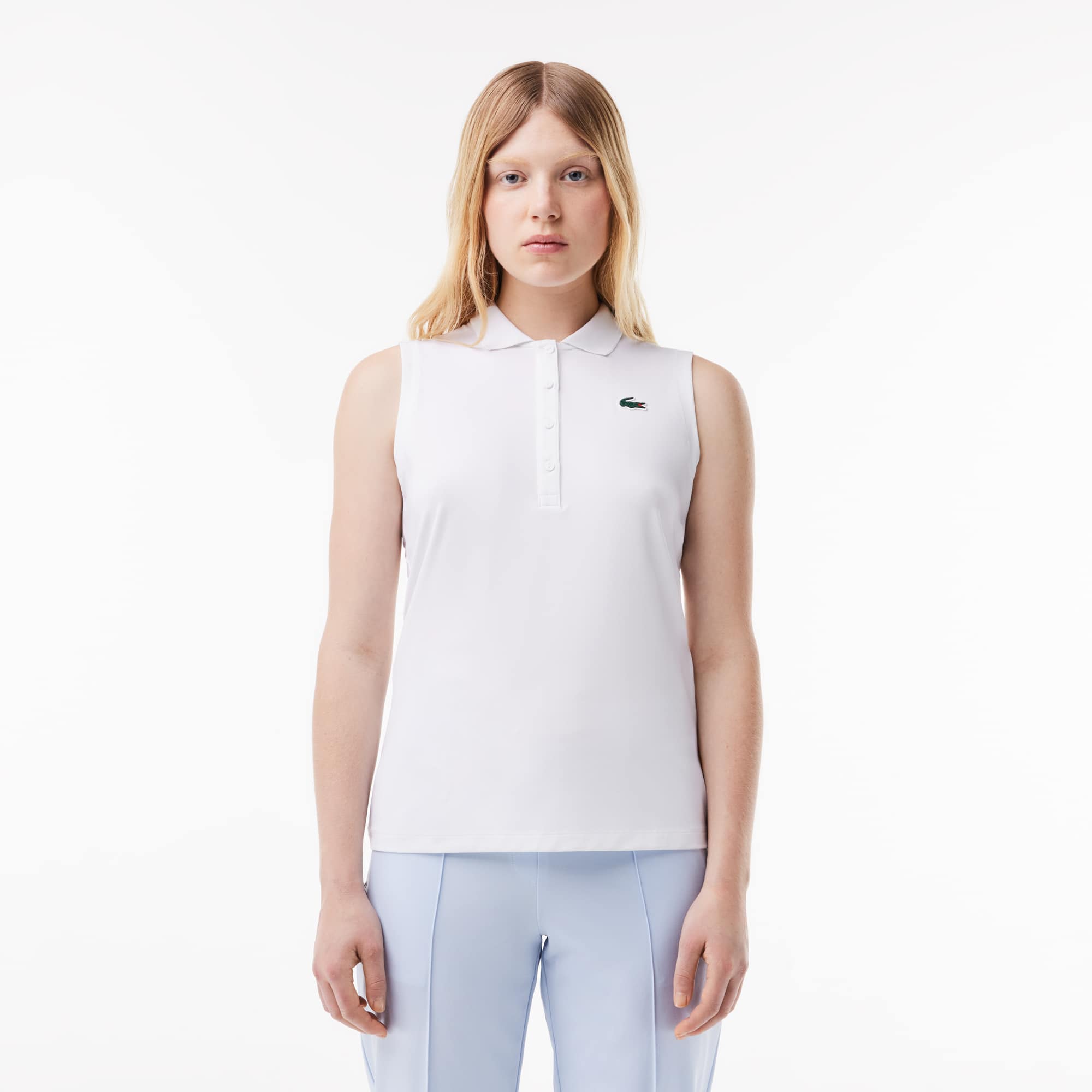 Polo Golf Ultra-Dry slim fit anti-UV stretch Manches Courtes - Blanc - Lacoste - Femme