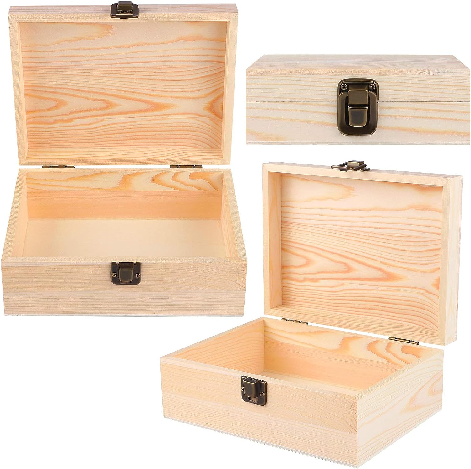 (33x24cm) Holz Kiste DIY Bastel Schatulle Aufbewahrungs Box Erinnerungskiste Geschenk Truhe - Braun