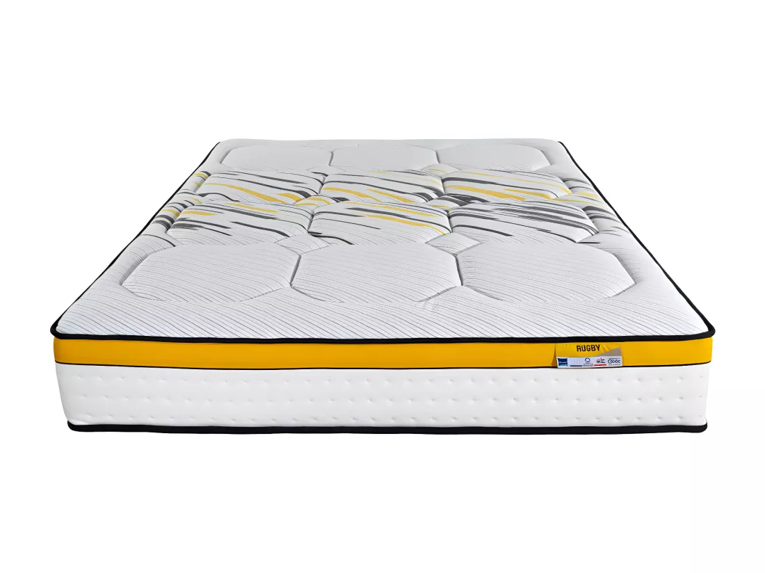 Matelas 180x200 Rugby - Ressorts ensachés - Hauteur 27 cm - Soutien très ferme