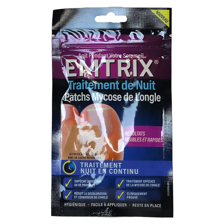 Emtrix 14 patchs nuit traitement mycose de l'ongle