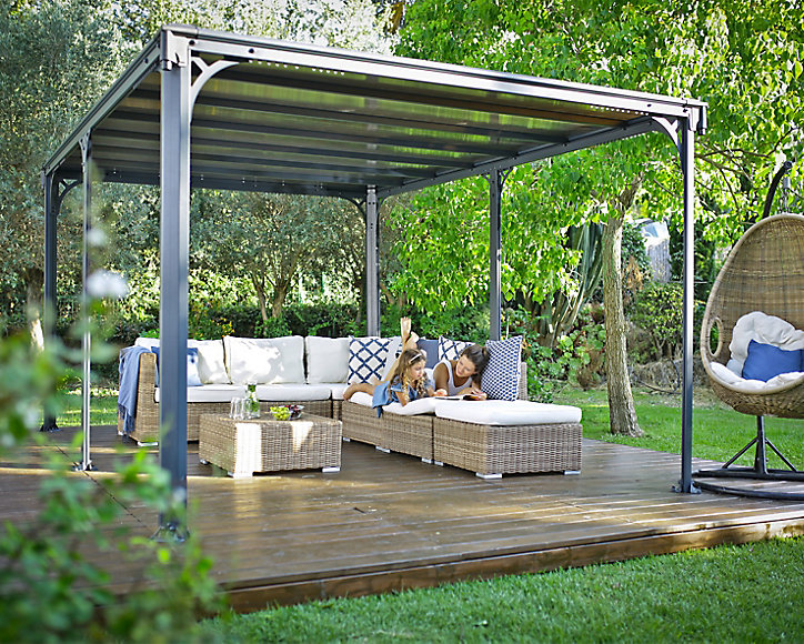 Tonnelle aluminium et toit polycarbonate Canopia by Palram Milano 3 x 4,3 m