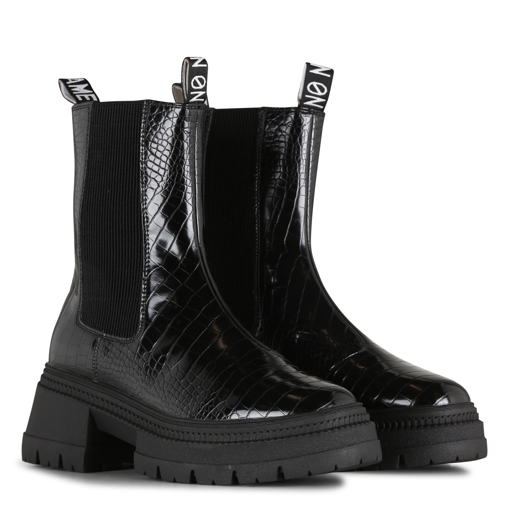 Bottines chelsea en cuir brillant | Noir