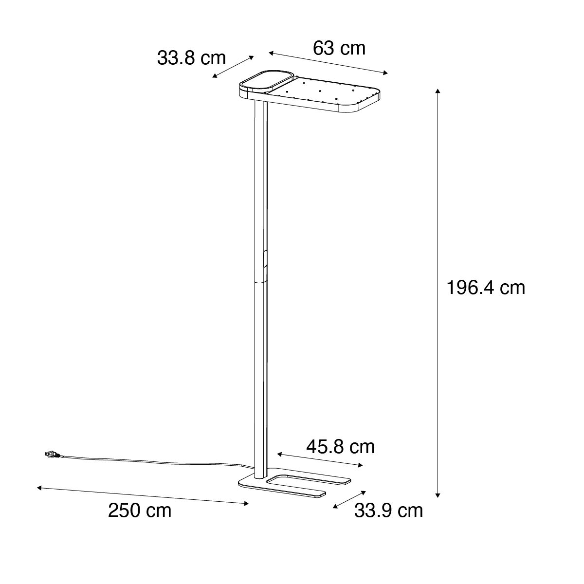 Daglicht vloerlamp grijs vierkant incl. LED en dimmer - Guzo
