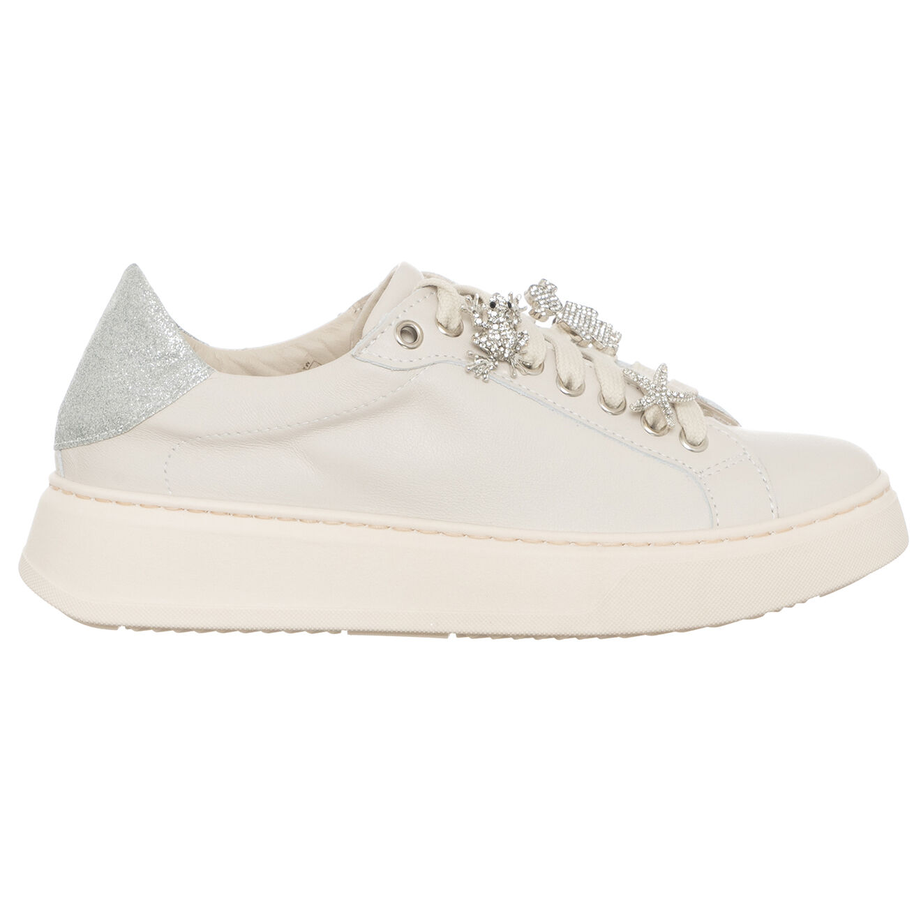Loretta Pettinari Sneakers en Cuir Ekri écrues