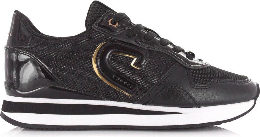 Cruyff Parkrunner Lux Black Gold Zwart Leer Lage sneakers Dames