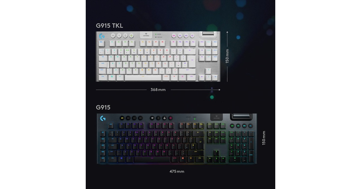 LogitechG915 TKL LIGHTSPEED Wireless RGB Mechanical Gaming Keyboard  (Wit, US-International, GL Tactile, LIGHTSYNC RGB, TKL)
