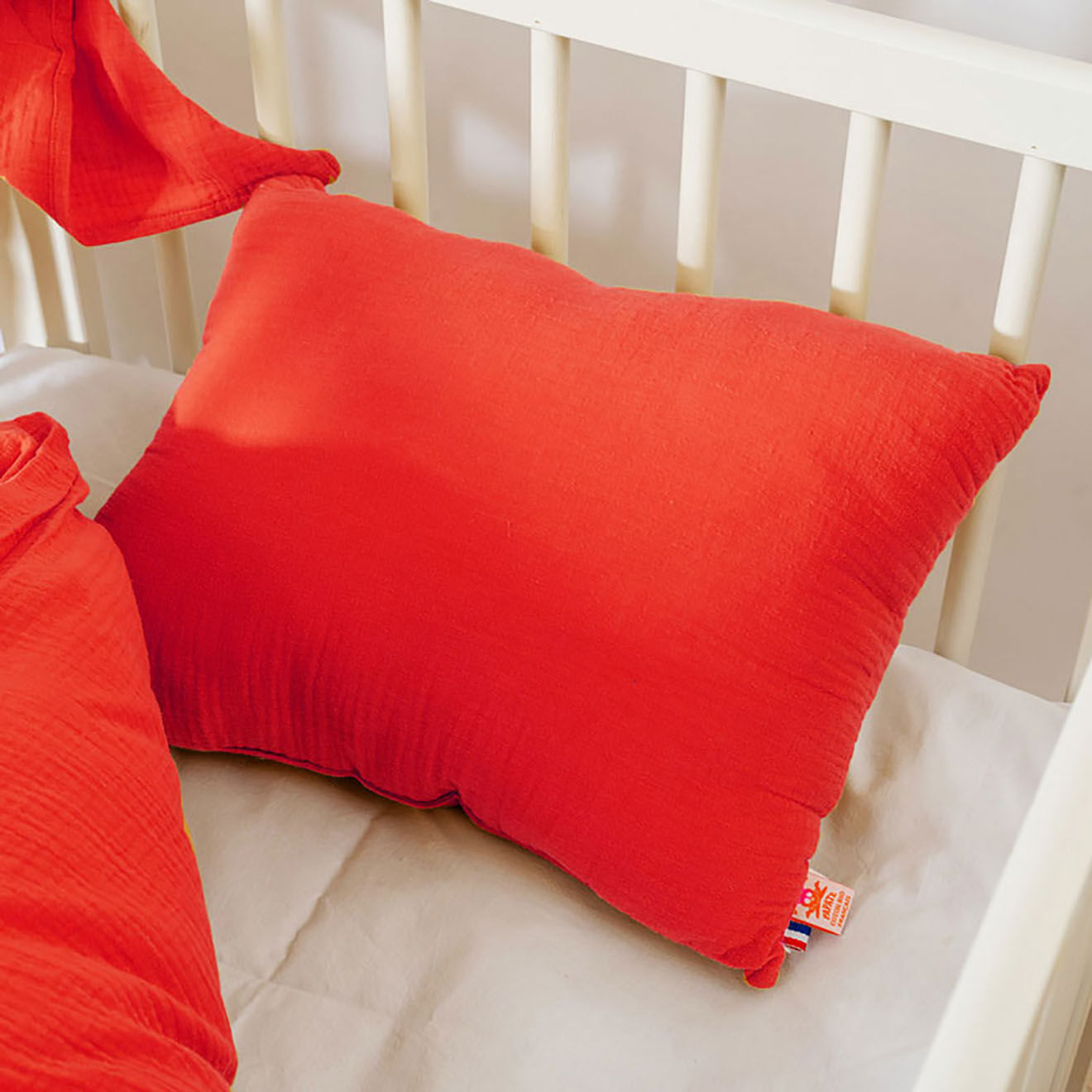 Papate Coussin Rectangle en Coton Bio fraise - 30x40 cm