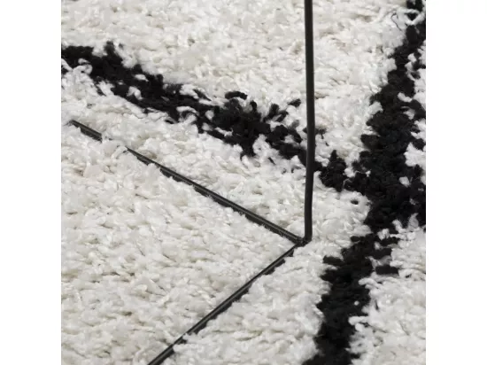 Tapis shaggy à poils longs moderne crème et noir ø 160 cm