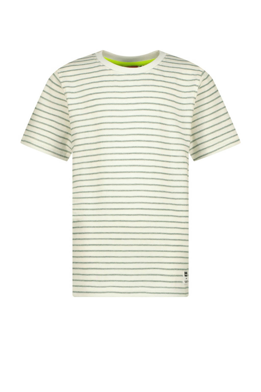 Vingino gestreept T-shirt Hiweko ecru/groen