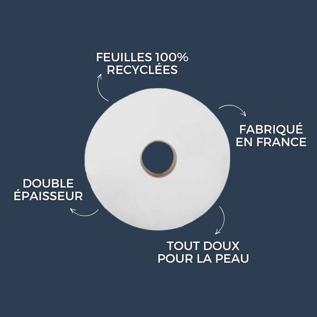 Papier Toilette Jumbo 350m Recyclé | Lot de 6 Maxi-Rouleaux