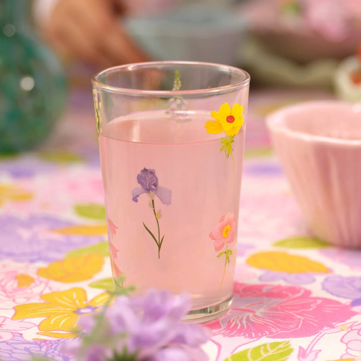 Drikkeglas med blomster - 220 ml