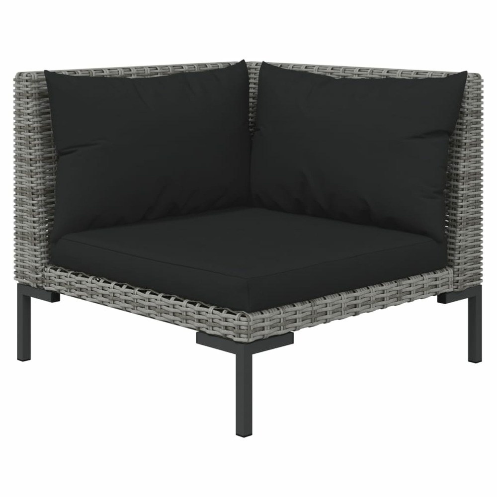 Salon de jardin meuble d'extérieur ensemble de mobilier 8 pièces avec coussins résine tressée gris foncé