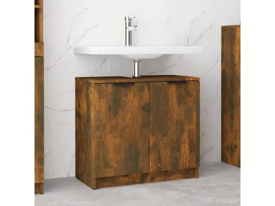 Armoire de bain Chêne fumé 64,5x33,5x59 cm Bois d'ingénierie