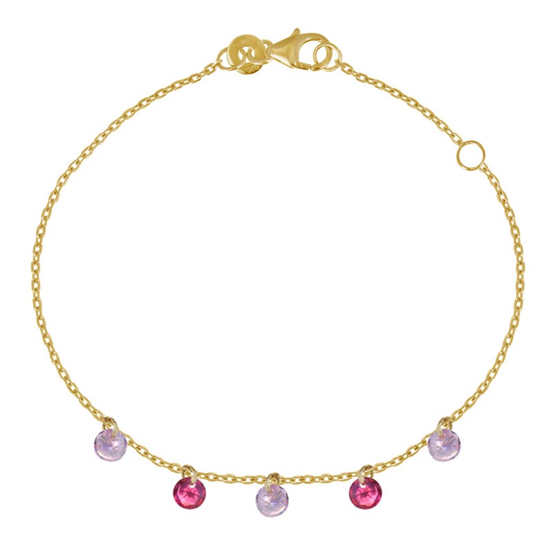 Bracelet Plaqué Or Strass Dégradé de Couleurs - Rose
