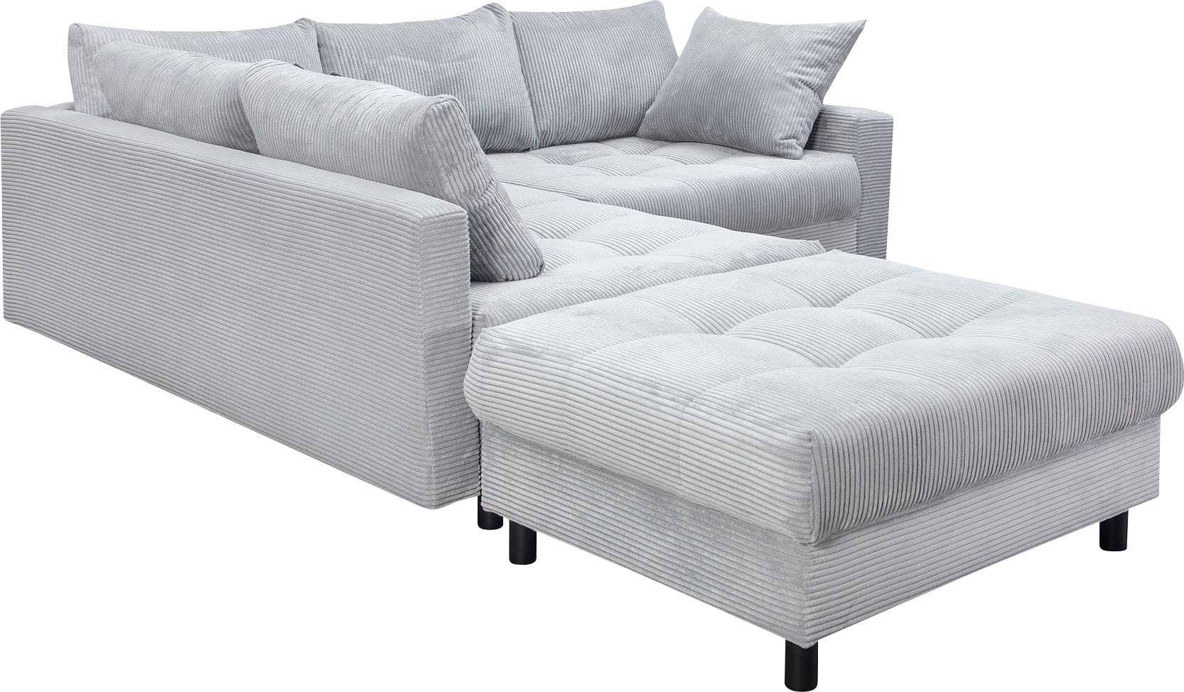 COLLECTION AB Ecksofa »Toni L-Form, B: 215 cm« mit Hocker & 2 Zierkissen, Federkern