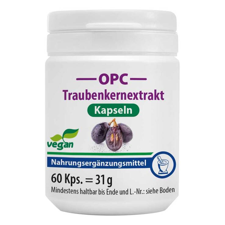 OPC Traubenkernextrakt + Vitamin C Kapseln, 60 St