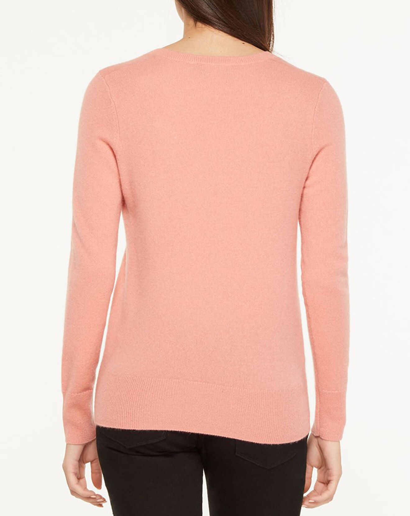 Galeries Lafayette Pull 100% Cachemire Yocon col V rose