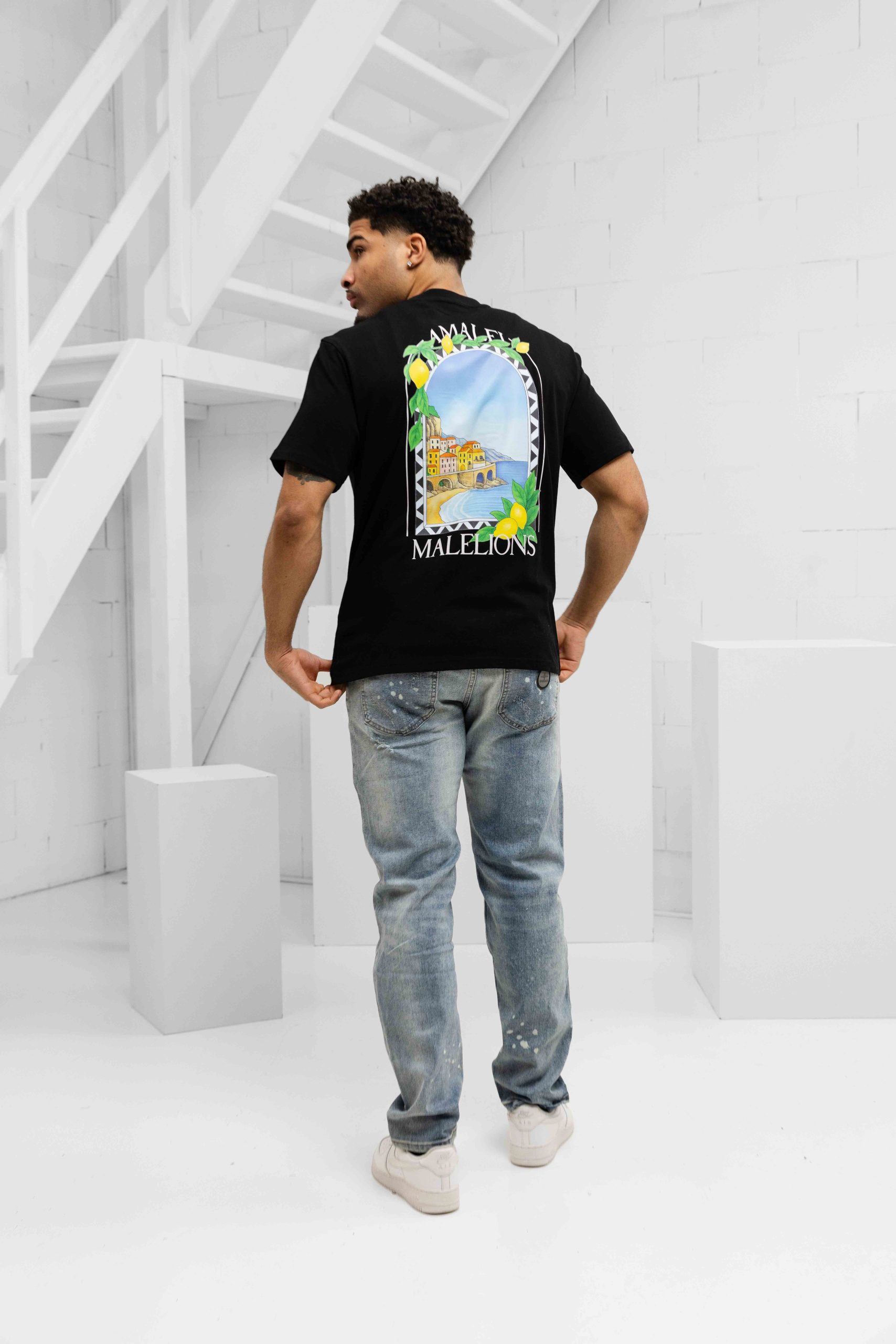 Malelions Amalfi Window T-Shirt Heren Zwart