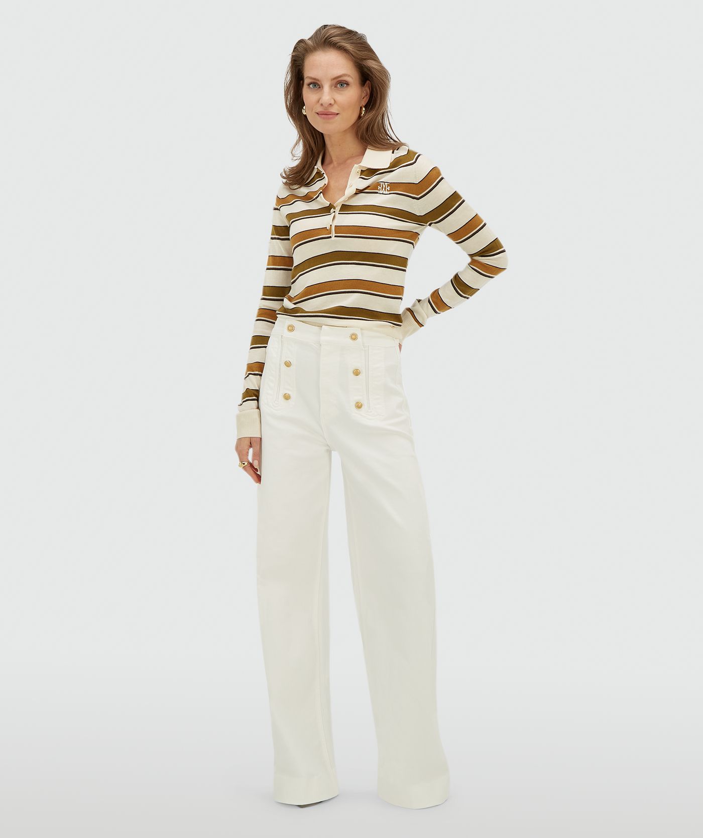 JV-RUMO high waisted wide leg jeans - light ecru