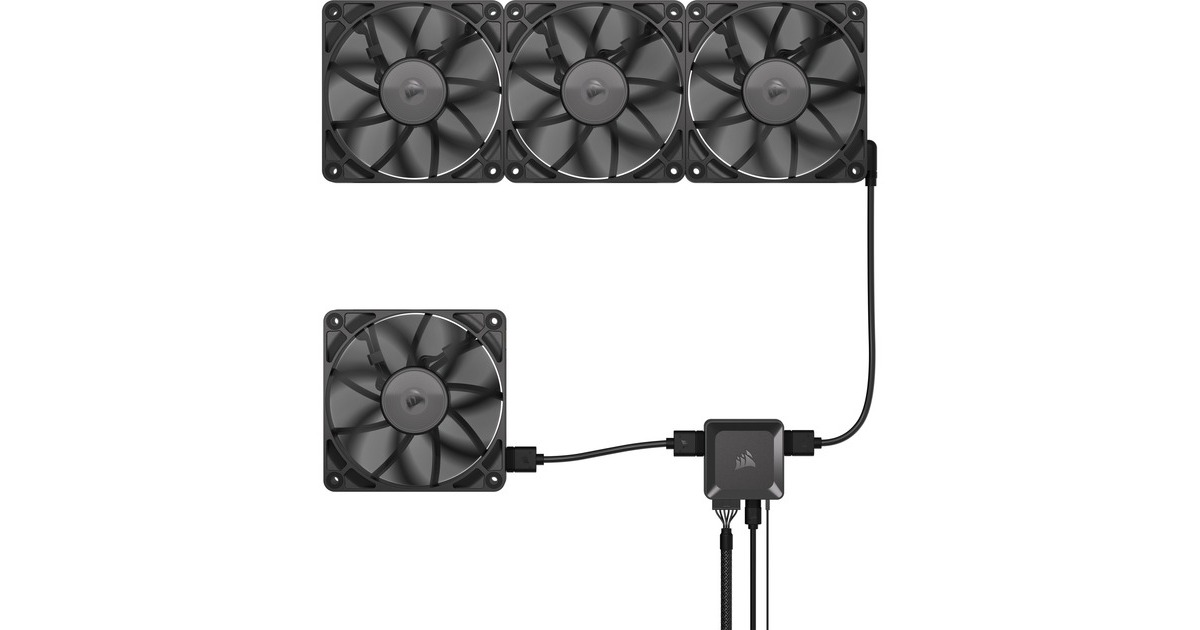 CorsairiCUE LINK RX120 Starterskit case fans  (Zwart, 3 stuks, 120 x 120 x 25 mm, PWM)
