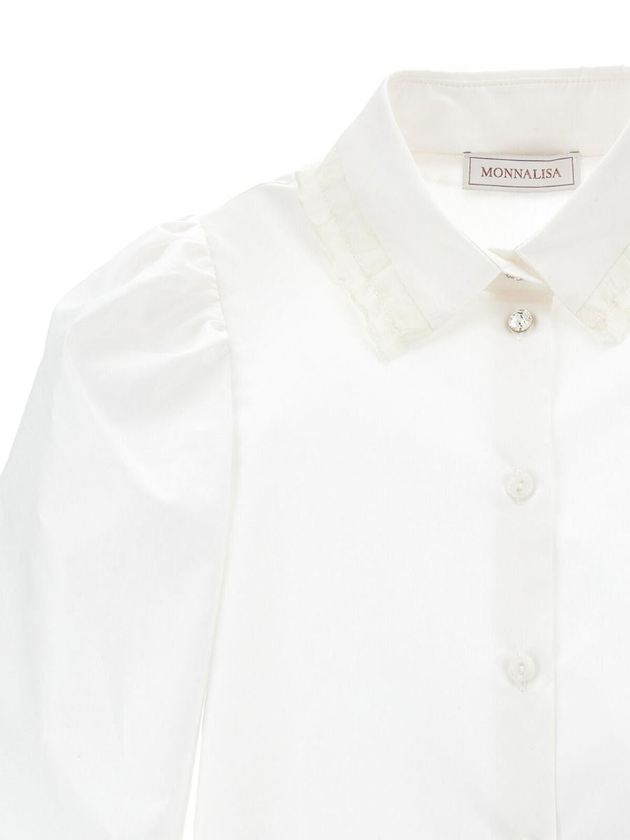Monnalisa Cotton Shirt with Trim