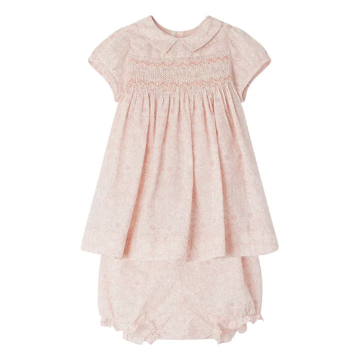 Bonpoint Robe Smockée Liberty Joyeuse | Rose poudré