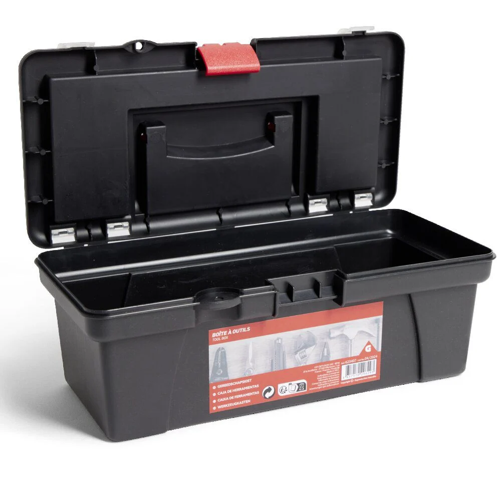 Boîte à outils plastique noir et rouge 30x14xH11cm
