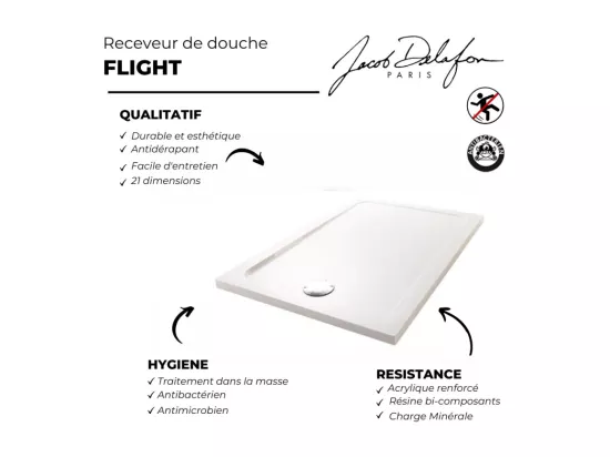 Receveur de douche JACOB DELAFON Flight rectangle extra plat antidérapant 120 x 80 cm