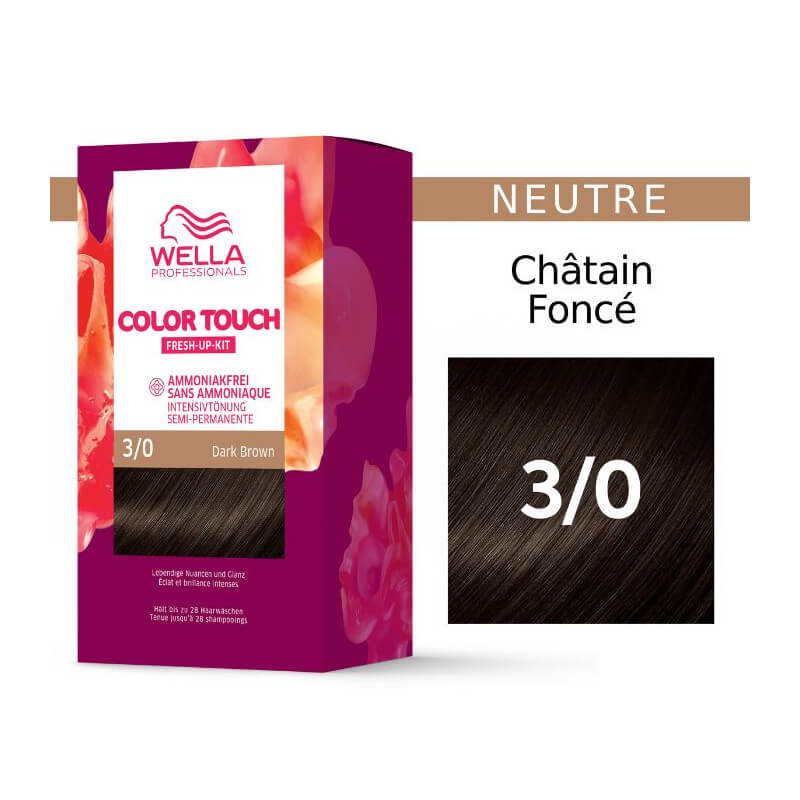 Kit de coloration Châtain Foncé Dark Brown Color Touch Fresh-Up 3/0 Wella