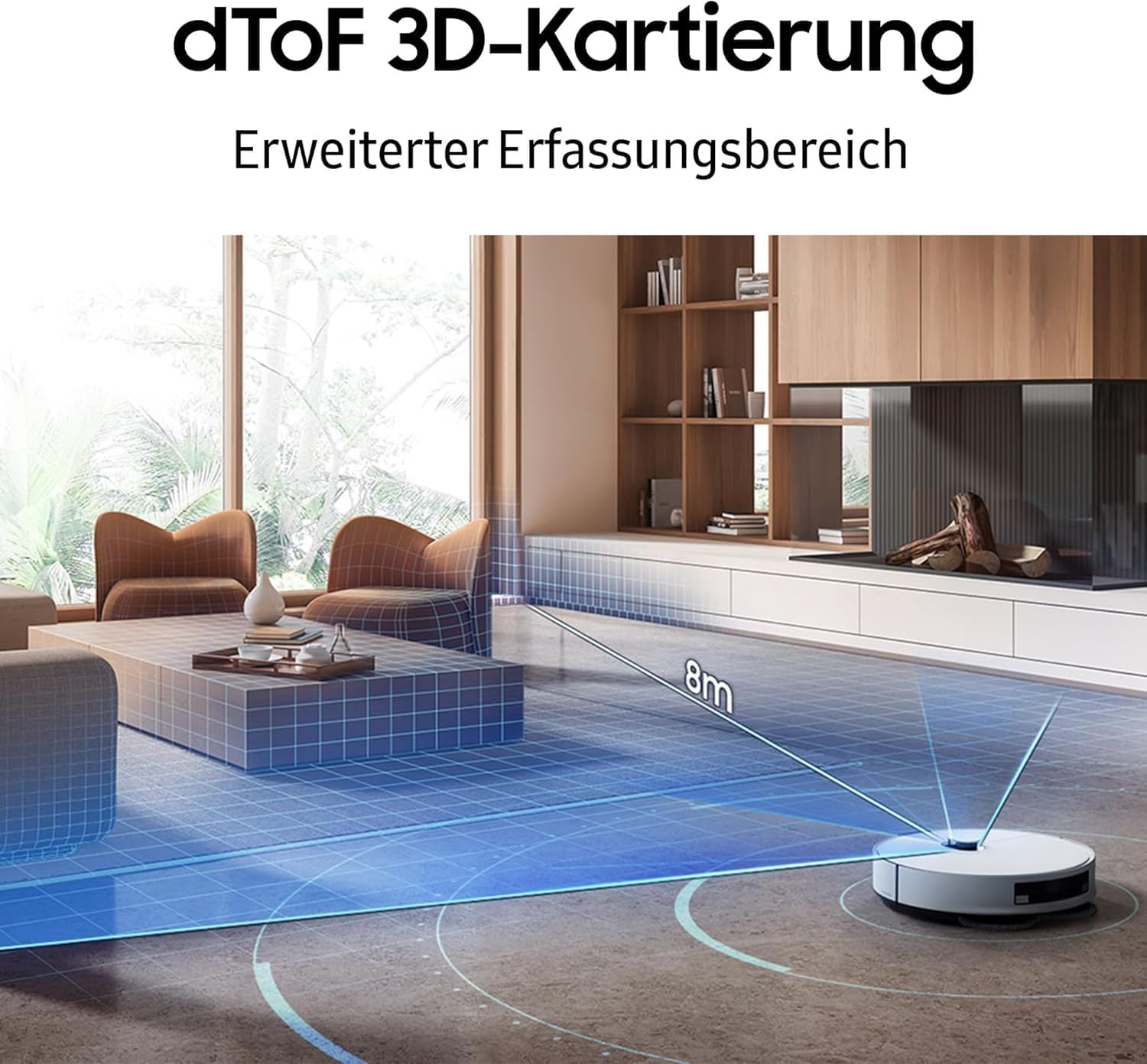 Samsung VR7MD96B14G/WD Bespoke Jet Bot Combo Steam Plus, Saugroboter mit Wischfunktion, 5 W Saugleistung, 0,25 l Staub / 0,1 l Wasser, Clean Station Steam Plus, AI Bodenerkennung, Satin Greige