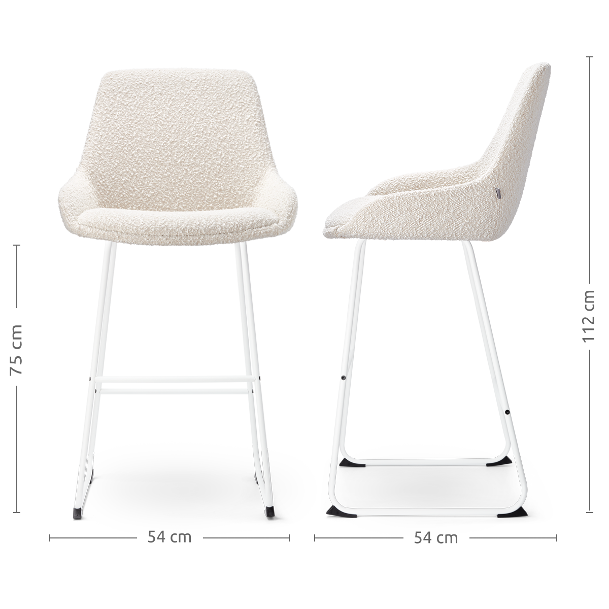 Nolon Nino-Isa Barkruk Bouclé Beige - Stof - Wit Onderstel - 75 cm