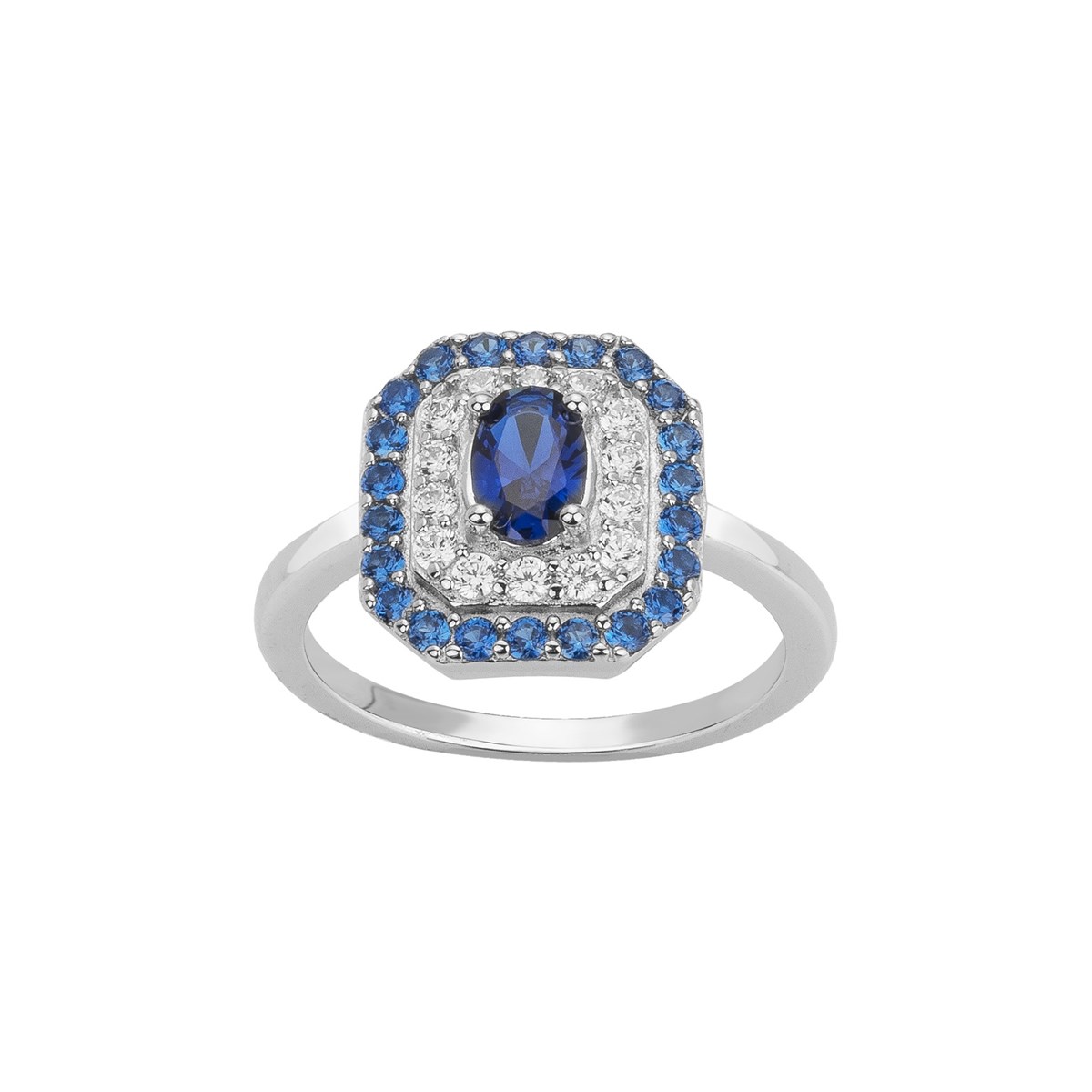 Bague en Argent avec spinelle bleu saphir