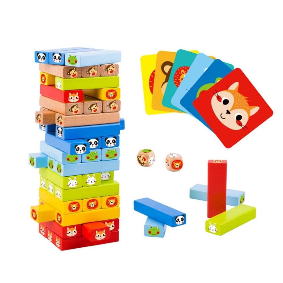 Tooky Toy Stapelturm TY704 Holz 80-teilig Würfel Wackelturm Gleichgewichtsspiel boy girl