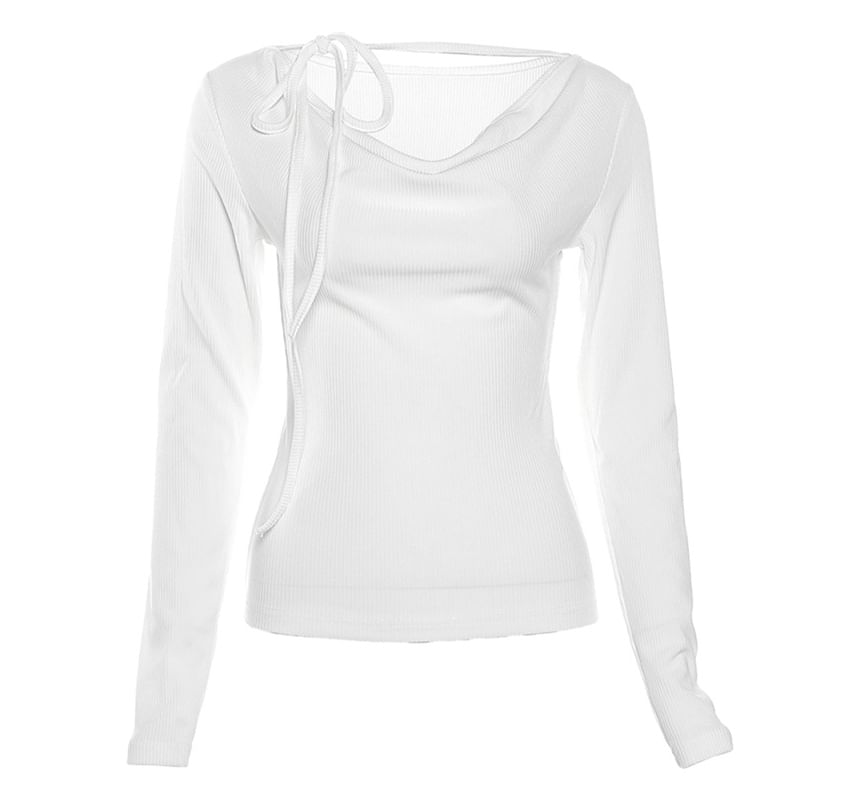 Sugarcoat - T-shirt met lange mouwen en col, effen striksluiting