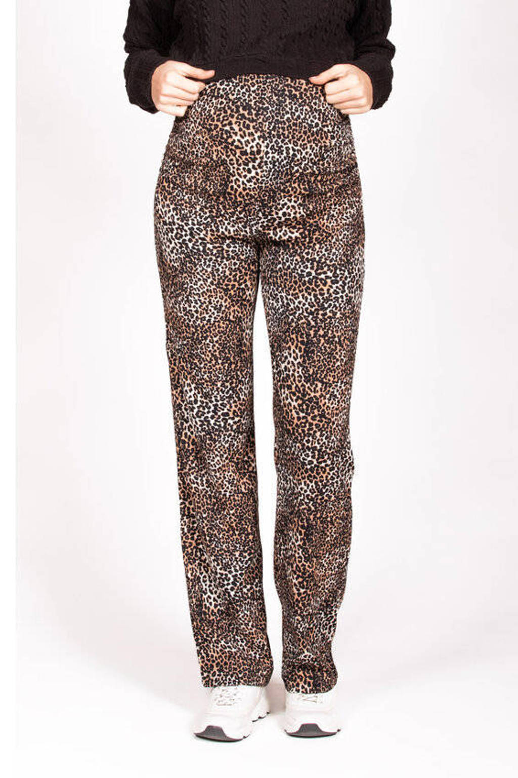 LOVE2WAIT regular fit zwangerschapsbroek met dierenprint bruin/beige/zwart