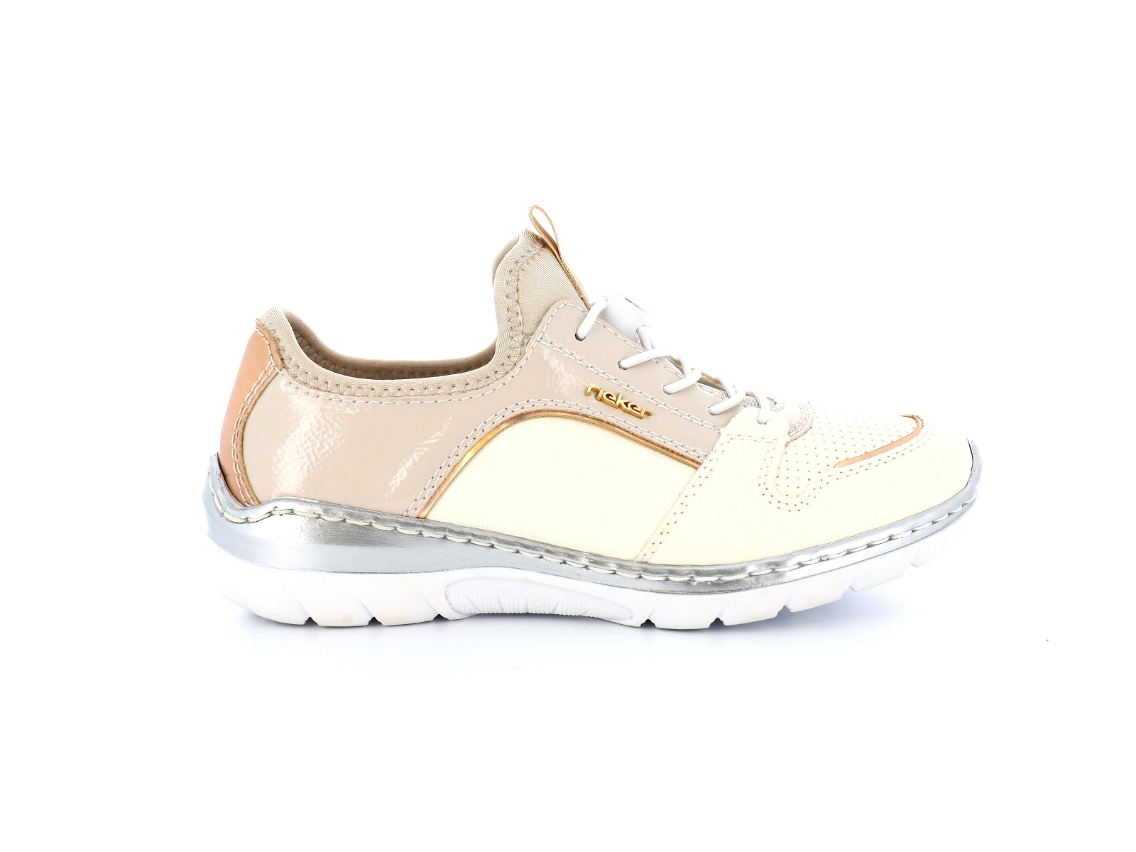 Rieker-L3294 Matières combinées Creme