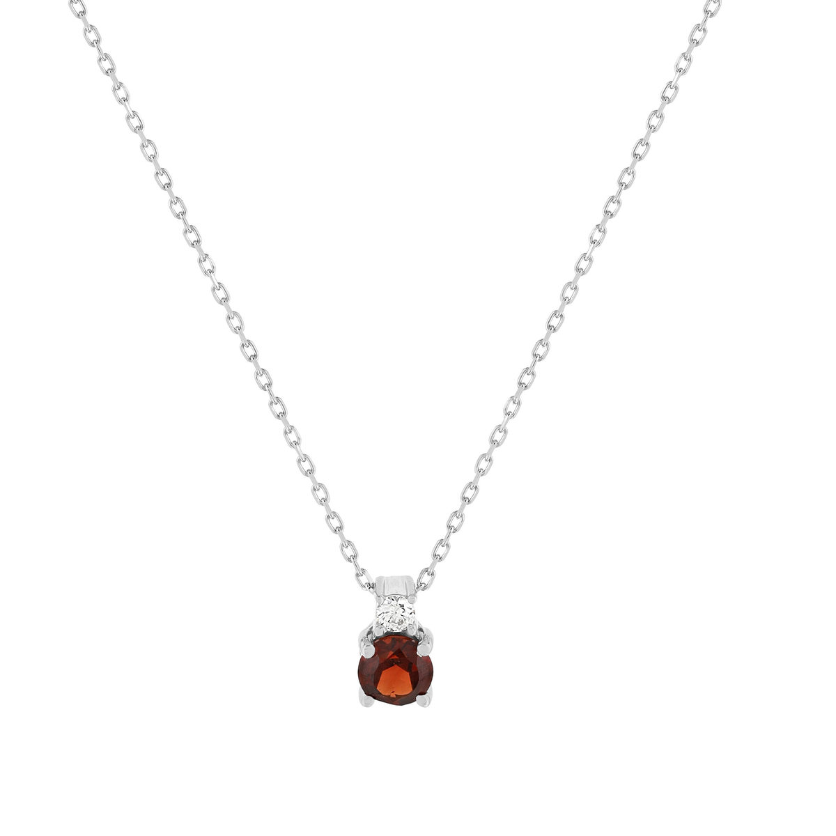 Collier or 375 blanc grenat zirconia, 45 cm