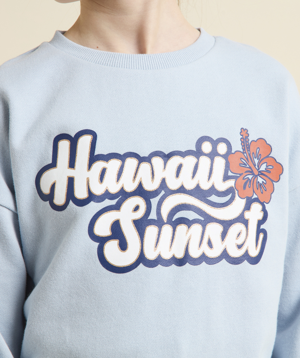 SWEAT FILLE BLEU AVEC MESSAGE ET DÉTAILS COULEUR DORÉE
