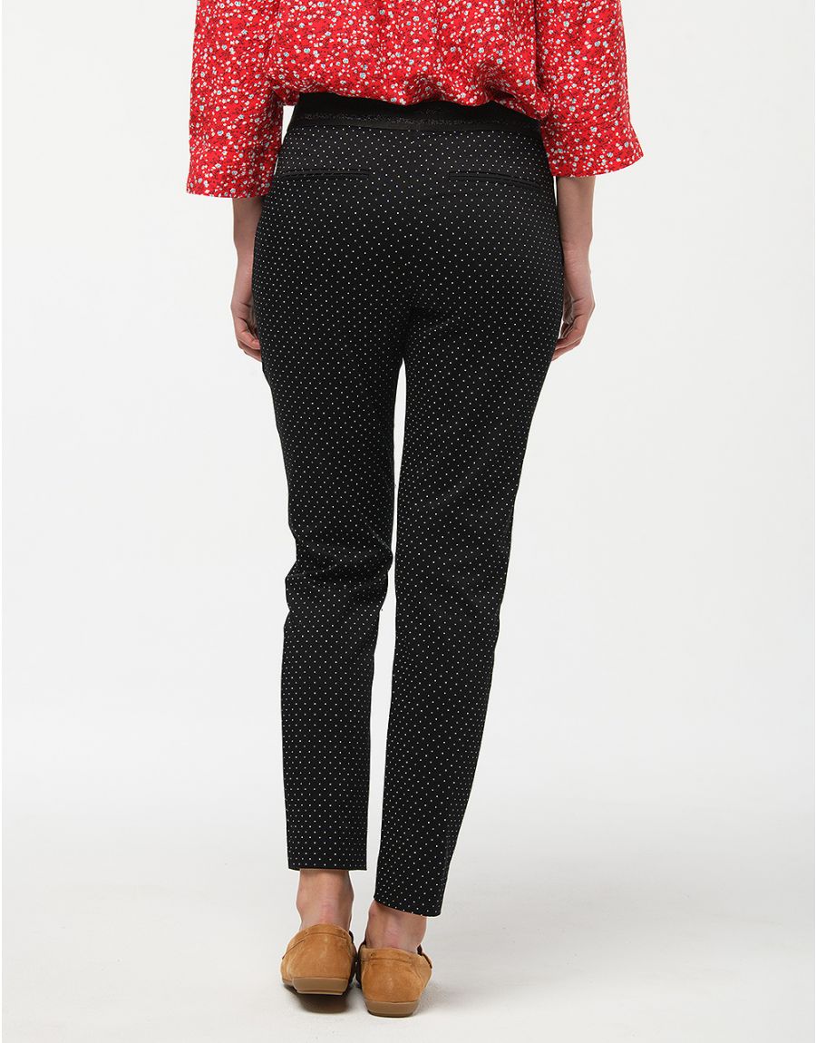Jegging noir à pois coton